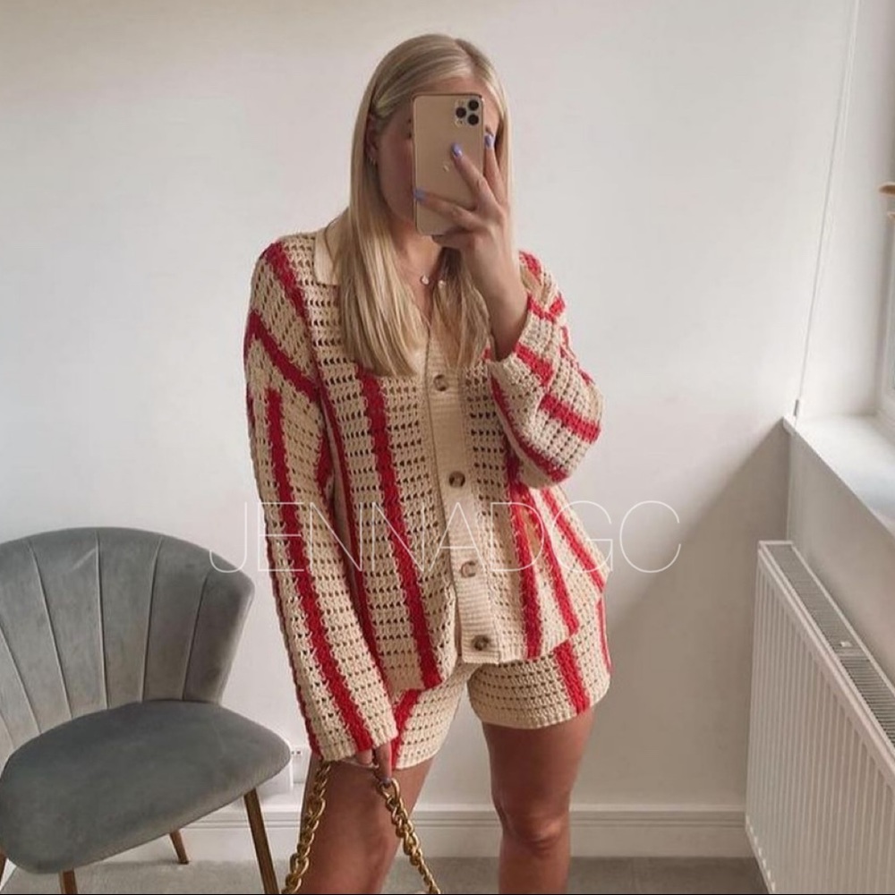 NWT Zara open knit jacket and shorts set - Picture 6 of 16